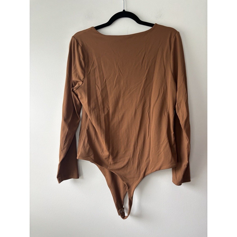 NUUDS Long Sleeve Scoop Neck Seamless Bodysuit In Chocolate Brown Size XL‎ - Picture 7 of 7